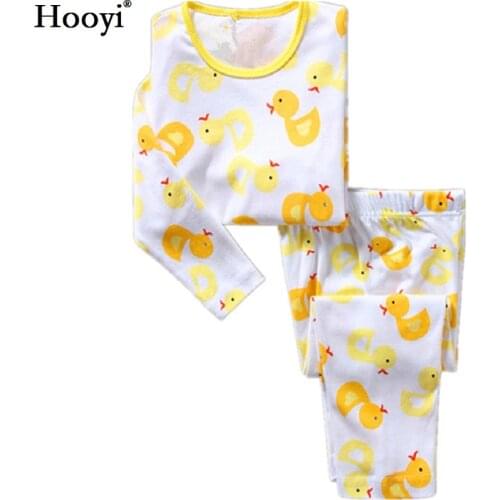 Hooyi Duck Boys Pajamas Suits 100% Cotton Children Sleepwear Boy T-Shirts + Pants Sets Kids Nightgown PJS Baby Pyjamas PJS