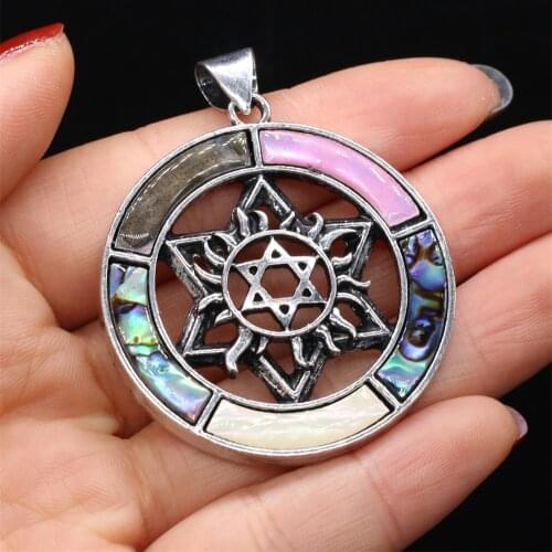 Fashion Star of David Energy Pendants Tibetan Silver Color Metal Charms for Jewelry Making DIY Tribal Necklace Earring Crafts
