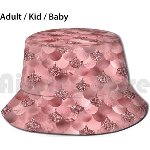 Rose Pink Mermaid Scales Sun Hat Mermaid Metal Mermaid Glitter Metalic Mermaid Scales Pattern Sparkly