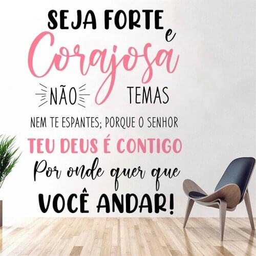 Seja Forte Corajosa Portuguese Motivational Phrases Wall Stickers Murals For Livingroom Home Decor Decals Vinyl Poster RU2165