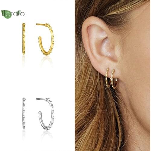 925 Silver Ear Needle American Simple Curved Hook Arc Letter Stud Earrings Womens Personality Trend Hip-Hop Party Jewelry Gift