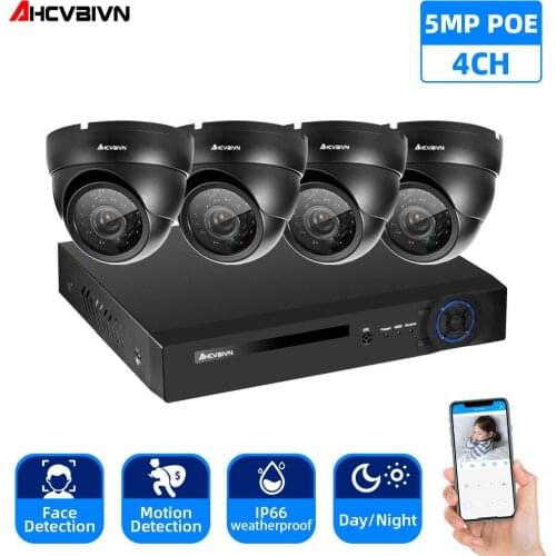 H.265 5MP Face Detection Recognition POE NVR CCTV Security System HD waterproof 5MP 1/3" Sony IMX335 IP Camera Surveillance Kit
