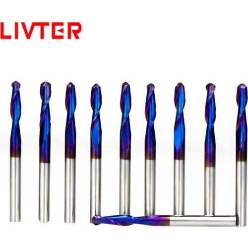 10pcs/set 3.175mm double flute carbide end milling cutter engraving machine tools cnc spiral router bit