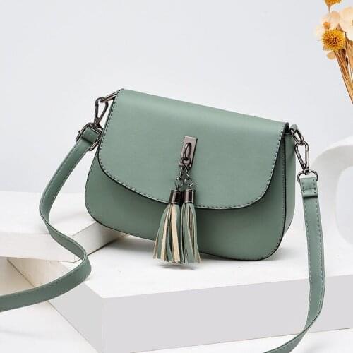 Solid Color PU Leather Crossbody Bags For Women Tassel Small Flap Shoulder Bag Fashion Women Designer Handbags And Purses
