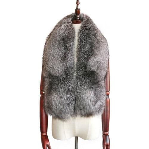 Real fox fur collar scarf Natural color silver fox shawl Fashion wild fox fur collar scarfs fox whole skin made scarf 8 color