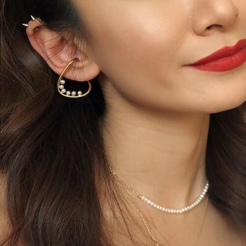 FFLACELL Female Simple Water Drop Pearl Earrings Korean Delicate Ear Clips Brincos For Women Girls Fashion Jewelry