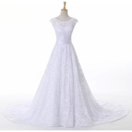 A line cap sleeve elegant lace wedding dresses high quality New brides dresses vestidos de novia robe de mariage
