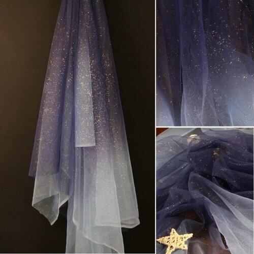 1Y/Lot 8colours Gradient star pattern bronzed mesh glitter fabric designer creative wedding dress