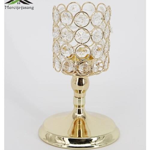 10Pcs/Lot Table Candle Holder Plating Crystal Candlestick Geometric Romantic Candle Holders for Wedding/Dinner Decoration GZT096