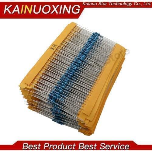 100pcs 1/4W 1R~22M 1% Metal film resistor 100R 220R 1K 1.5K 2.2K 4.7K 10K 22K 47K 100K 100 220 1K5 2K2 4K7 ohm resistance