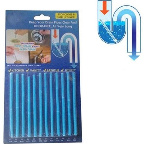12/set Sewer Cleaning Rod Sani Sticks Oil Decontamination Kitchen Toilet Bathtub Drain Cleaneer Spot Pipe Cleaner Clean