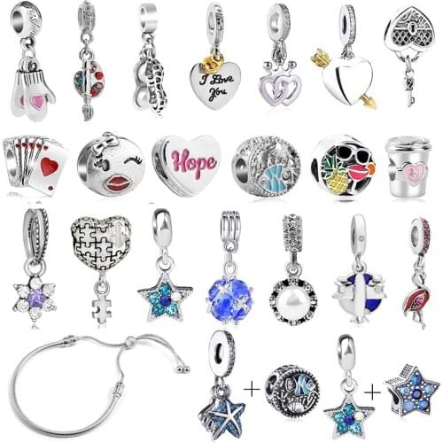 2Pcs./lot 45 Styles Helium Balloon Beads Charm Fit Original Silver Color Charm Bracelets Necklace For Women DIY Jewelry Making