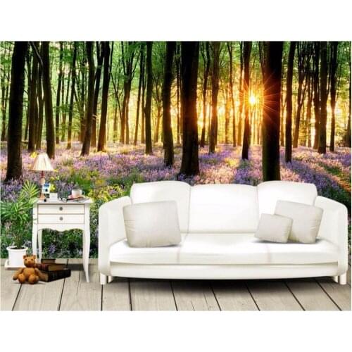 3d wallpaper custom photo Sunny woods lavender landscape room decoration painting picture 3d wall murals wallpaper for walls 3 d