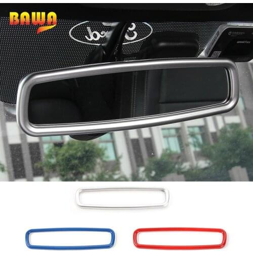 BAWA ABS Car Inner Rearview Mirror Decoration Frame Ring Cover For Ford Mustang 2015 Up Car Styling