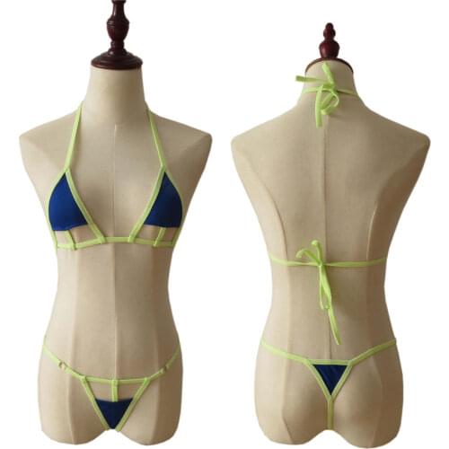 Bikini 2019 Sexy Solid color Triangle Edge Sling Hollow Thong Japanese girl spa swimwear women swimsuit biquini bikinis monokini