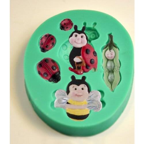 Ladybug bee pea Silicone soap Moulds chocolate mold Fondant cake Decorating Tools Baking gateau cupcake toppers patisserie