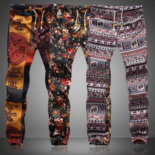 New Fashion Mens Floral Geometric Pattern Causal Pencil Pants Trousers Jogger Track Boy Breathable Big Size 3XL 4XL 5XL