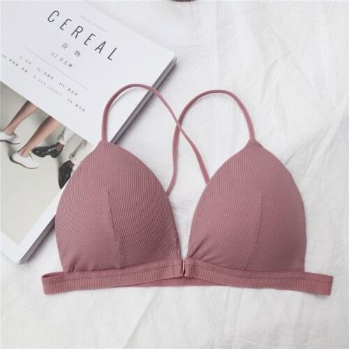 2020 fashion Sexy Cross-Ribbed Beauty Back Strapless push up Bra wireless Triangle Cup Front Buckle women Underwear lingerie