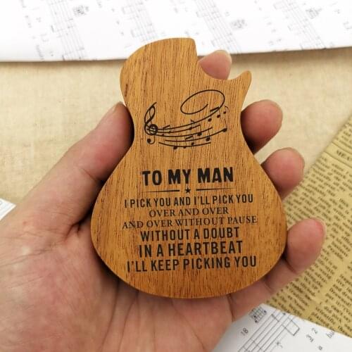 To My Man 1 box of 3 pieces of handmade Carving wooden guitar pick box pick storage box guitar accessories