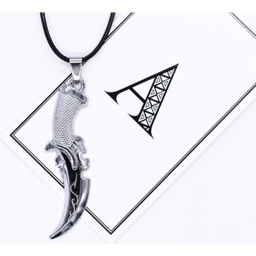 Hot Sale White Gold Metal Necklace Knife Pendant Accessories Women Men Jewelry Necklaces & Pendants