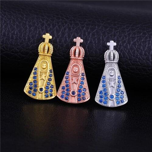 Supplies For Jewelry Gold/Silver Color Saint Christian Jesus Crown Cross Charm Pendants For Women Religious Jewelry Making