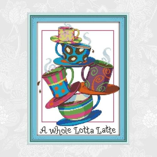 Five cups Patterns Aida Cross Stitch kits Printed Canvas 11ct 14ct Embroidery Accessories DIY Handmade Crafts Needlework