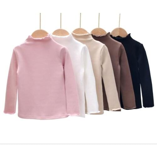 Autumn Winter Girls T-shirts Long Sleeve Turtleneck Cotton Basic T shirt Baby Toddler Girl Shirts Kids Tops Tee Children Clothes