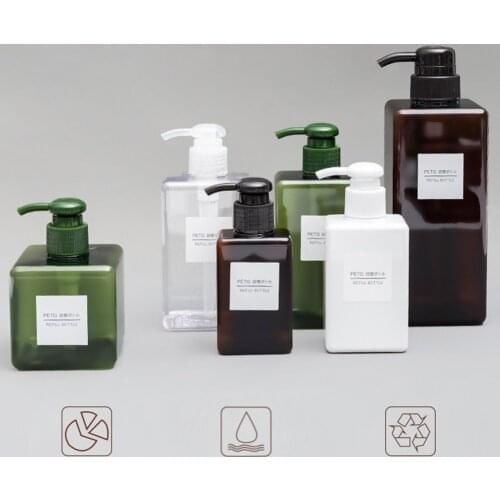 Empty Plastic Pump Bottles Dispenser 250ml/450ml/650ml Refillable Liquid Lotion Shampoo Bottles with Pumping Head Transparent