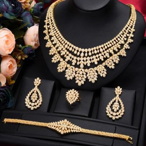 Kellybola Jewel Dubai Luxury Full Cubic Zirconia Jewelry 4PCS Set High Quality Female Fashion Jewelry Accessories 2021