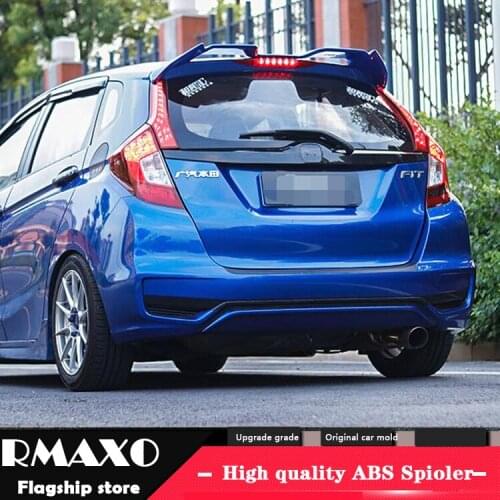 For HONDA FIT Spoiler 2014-2018 Jazz spoiler RSDL High Quality ABS Material Car Rear Wing Primer Color Rear Spoiler