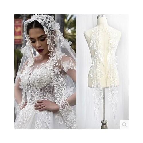 Super Long embroidery lace flower stickers piece accessories wedding dress diy material clothing decorative fabric