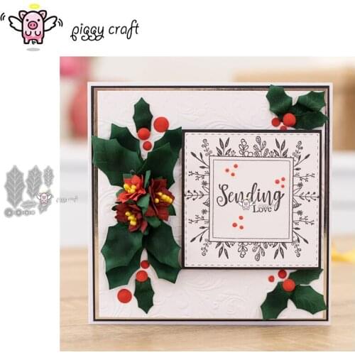 Piggy Craft metal cutting dies cut die mold Holly leaf decoration Scrapbook paper craft knife mould blade punch stencils dies