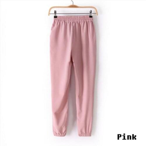 Spring 2021 womens trousers, harem pants, seven-color elastic waist womens trousers, lace-up casual womens pants, new product