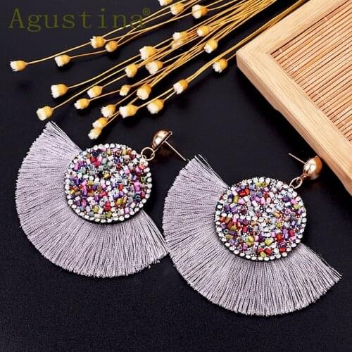 Agustina Crystal Tassel Earrings For Women Drop Earrings Fashion Earrings Jewelry Girls Punk Earring Bohemian Earings Pendientes