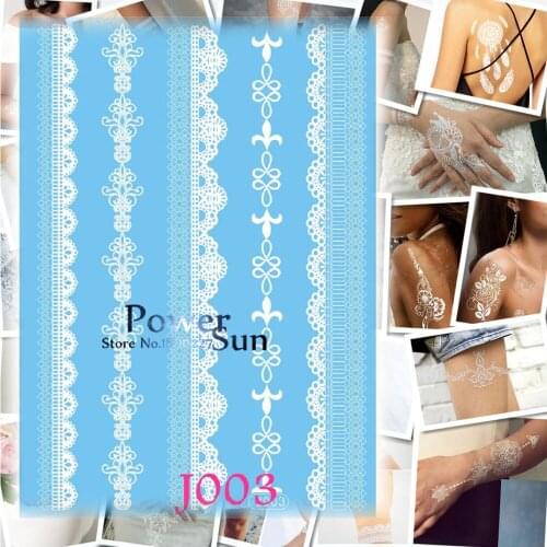1PC Disposable Waterproof White Ink Tattoo Lace Bracelet Design Temporary Tattoo Sticker Women Wedding Arm Leg Jewel Tatoo PJ003