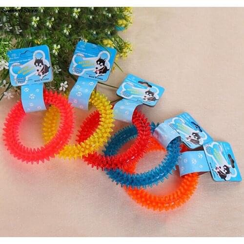 1Pcs Random color Multicolor Non-toxic Circle Rubber Pet Dog Puppy Dental Teeth Healthy Chew Biting Ring Play Toy Dog Toys