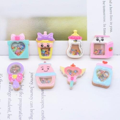 10Pcs/set NEW Flowing Milk Drink Bottle Lollipop Resin Dessert Figurines Miniatures Planar DIY Craft Home Decor Accessory