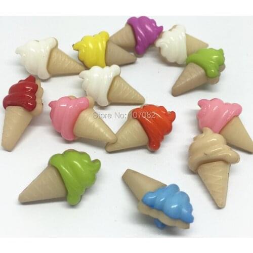 900pcs 15x25mm Plastic Ice Cream Cupcake Buttons Girly Dress Sweater Sewing Accessories Shank Button