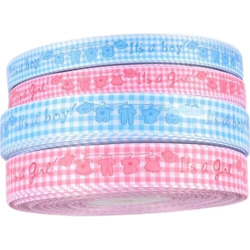 15/25mm Pink/Blue Ribbons For Crafts Sewing Scrapbooking Material Wrapping Gift Baby Party Decor DIY Accessories 5yards/20yards