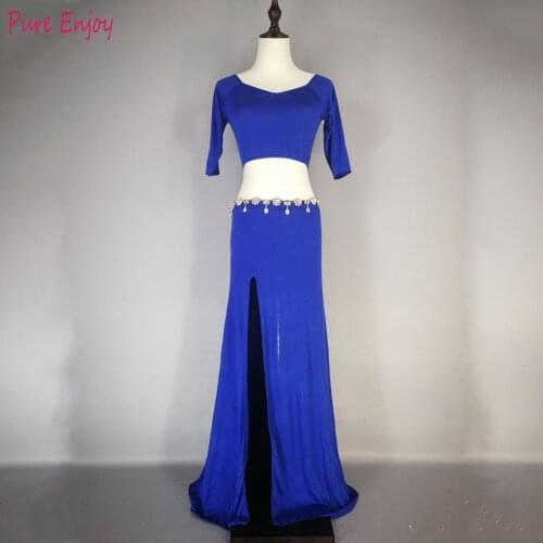 2020New Women Sexy Fashion Bellydance Oriental Costumes Set Top Skirts Split Practice Clothes Top Skirt Professional Belly Dance