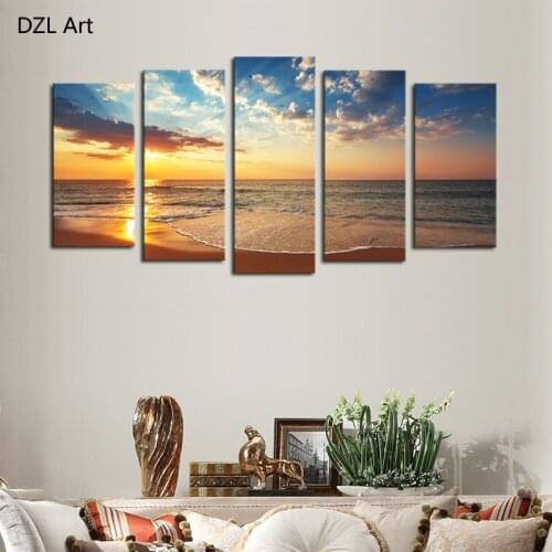 5 panels(No Frame) Seaview Modern Home Wall Decor Painting Canvas Art HD Print Painting Canvas Picture For Home Decor