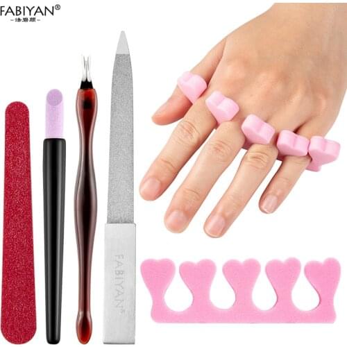 Buffer Sanding Polishing Grinding Nail Art Files Dead Skin Fork Remover Manicure Toe Sponge Separator Fingers 5Pcs/Set Tool