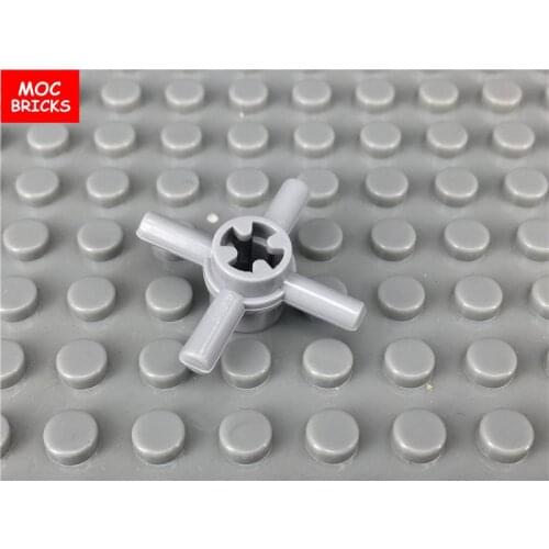 50pcs/lot MOC Bricks Light Gray Technic, Axle Connector Hub with 4 Bars fit with 48723 Educational Building Blocks DIY Toy gifts