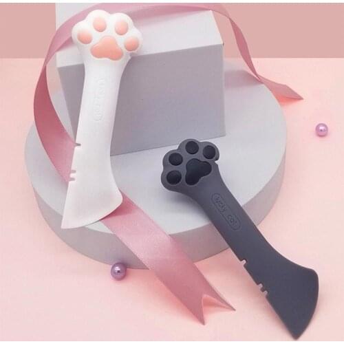 White Cute Paw Shape Silicone Resin Multifunctional Can Easy To Use Opener Spoon Feeding Mixing Shovel Pet Tableware Supplies