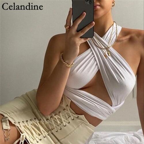 Celandine Sexy Bandage Hollow Out Corset Tops Women Party Casual Bustier Ladies Fashion Vintage Tube Tops Spring Summer 2021
