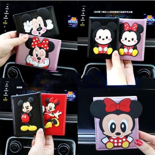 Disney Mickey Mouse Auto Driver License Bag Purse Business Credit Cards Holder PU Leather Car Driving Documents Protective Case