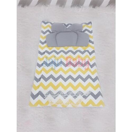 Jaju Baby Handmade, Yellow Gray Zigzag Combination Baby Diaper Changing Matte