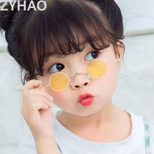2021 Childrens Sunglasses Kids Metal Cute Girls Sun Glasses Retro Small Round Frame Prince Glasses Sunglasses Male Baby Glasses