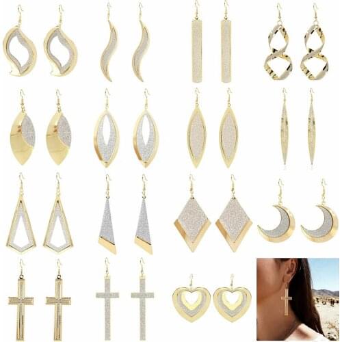 Statement Earrings Jewelry Female Korean Style Gold Color Simple Geometric Heart Dangle Drop Earrings For Women Trendy Gift
