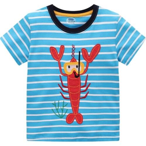 Jumping Meters Baby Summer T shirts with Animals Applique New Cotton Childrens Clothing Fashion Kids Tees Tops